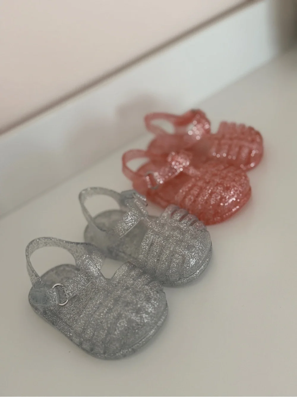 Old Navy Baby Jelly Sandals BUNDLE Size 2C Silver Pink